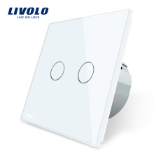 Livolo EU Luxury White Crystal Glass Wall Smart Touch Switch Normal 2 Gang 1 Way VL- C702-11/12/13/15